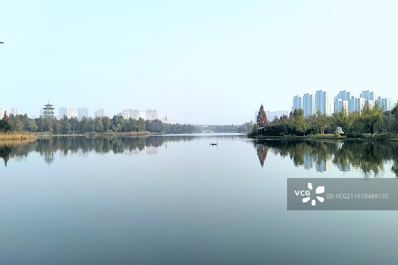 长沙洋湖初冬的宁静。图片素材