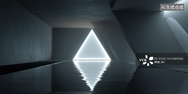 【AI数字艺术】几何光效隧道空间图片素材