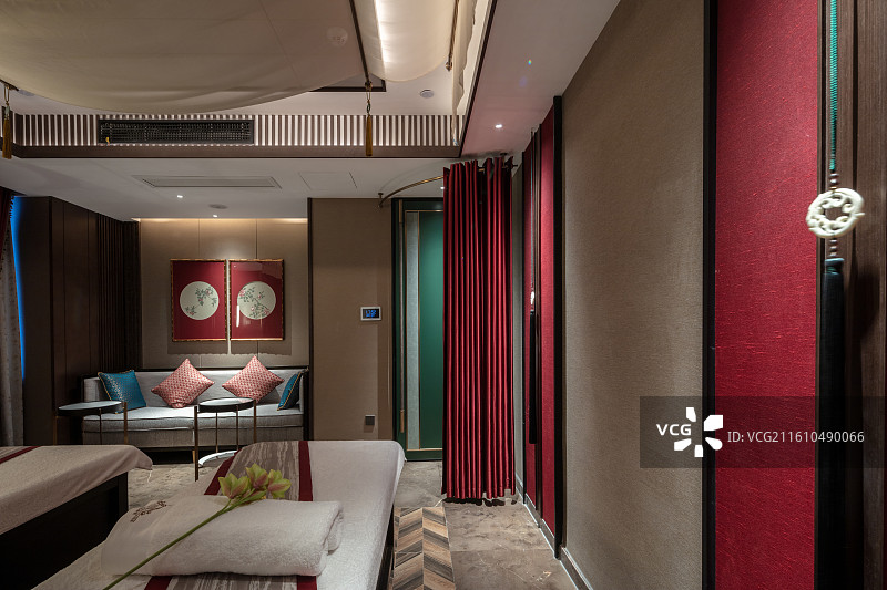 高端足浴会所包间休息与理疗空间图片素材