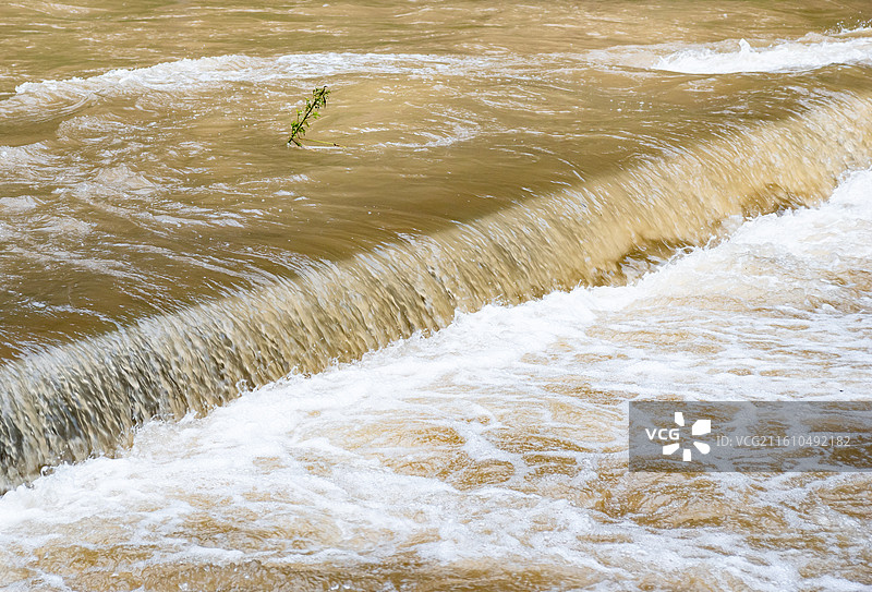 夏天北京延庆百里山水画廊白河汛期洪水激流图片素材