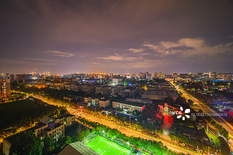 北京朝阳区酒仙桥望京城市夜景全景图片素材