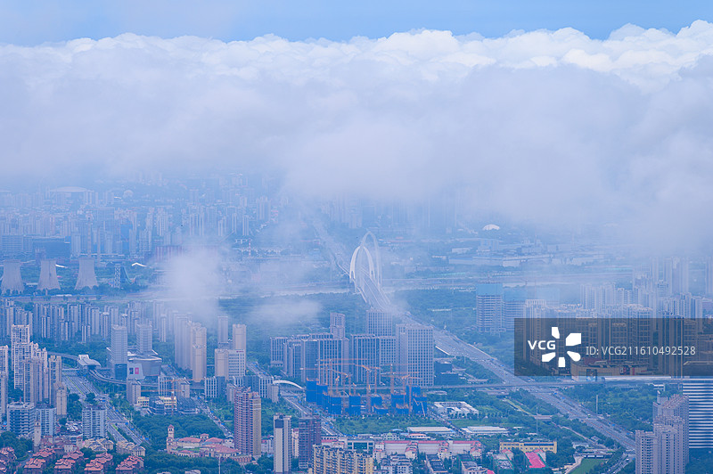 夏季雨后北京石景山城市全景航拍图片素材