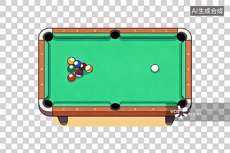 【AI数字艺术】卡通风格，台球球桌PNG格式的免扣元素图片素材