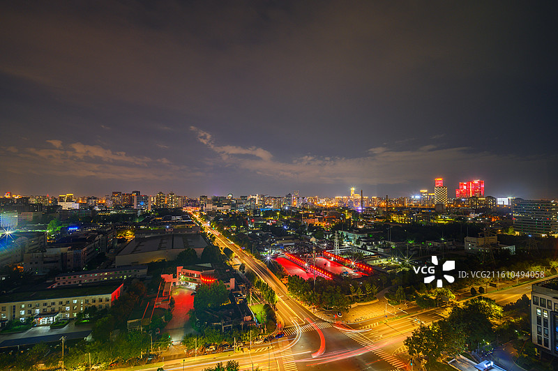 北京朝阳区酒仙桥望京城市夜景全景图片素材