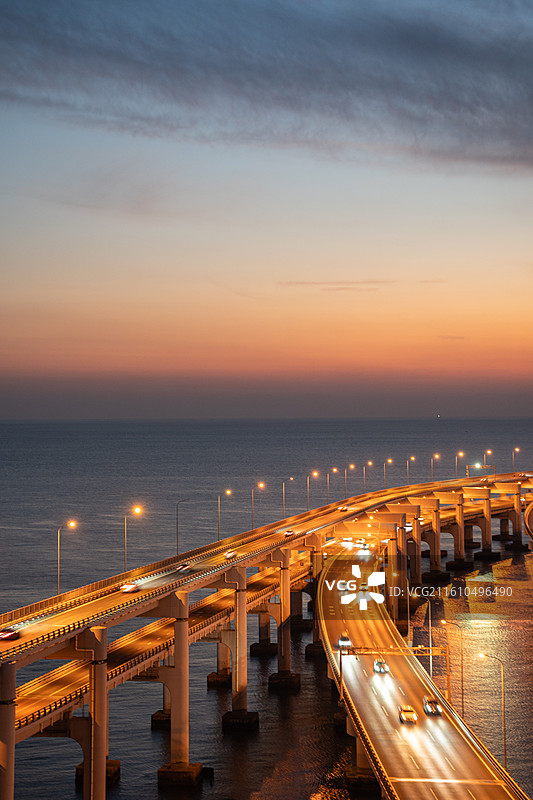 大连跨海大桥日落图片素材