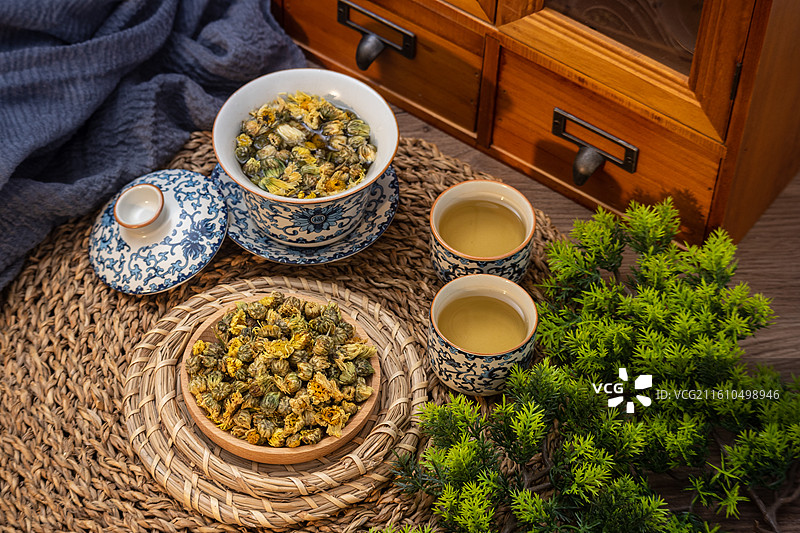 东方传统中式饮品胎菊菊花养生茶图片素材