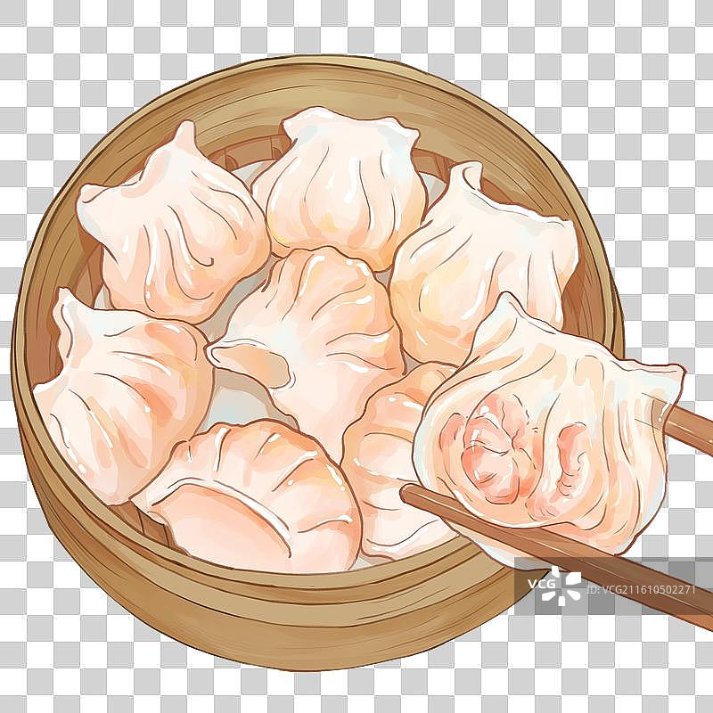 竹制蒸笼里的美味饺子图片素材