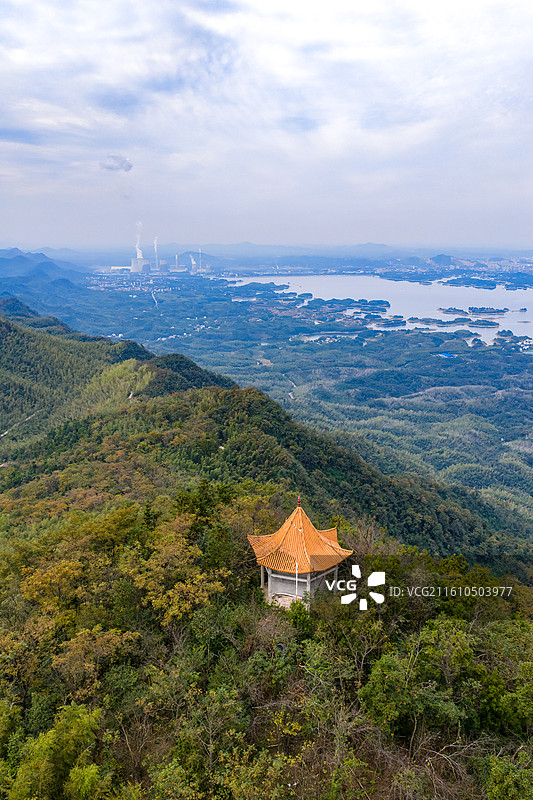 航拍湖北咸宁赤壁市陆水湖风光图片素材