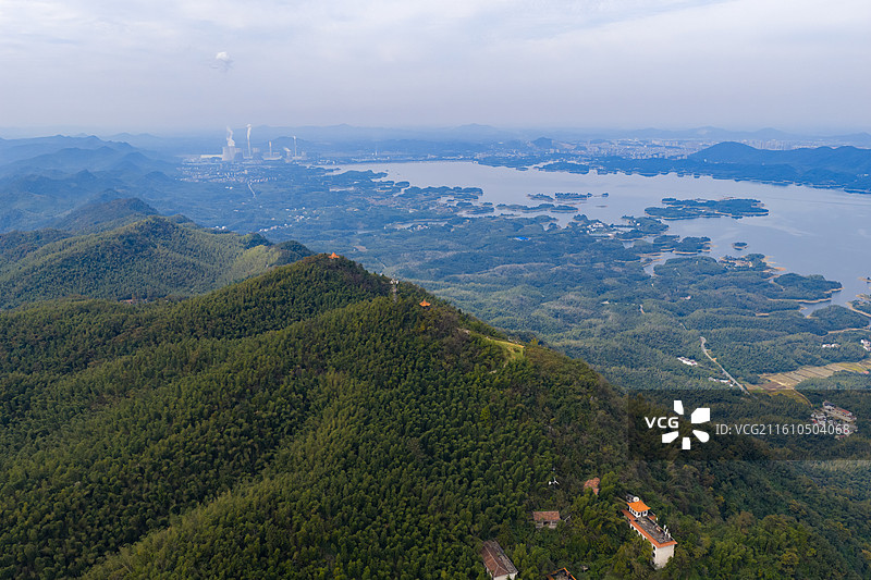 航拍湖北咸宁赤壁市陆水湖风光图片素材