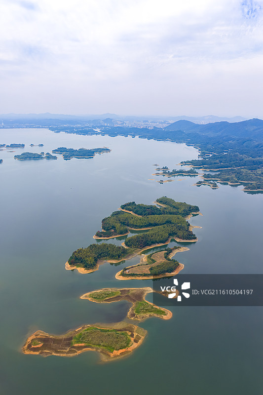 航拍湖北咸宁赤壁市陆水湖风光图片素材