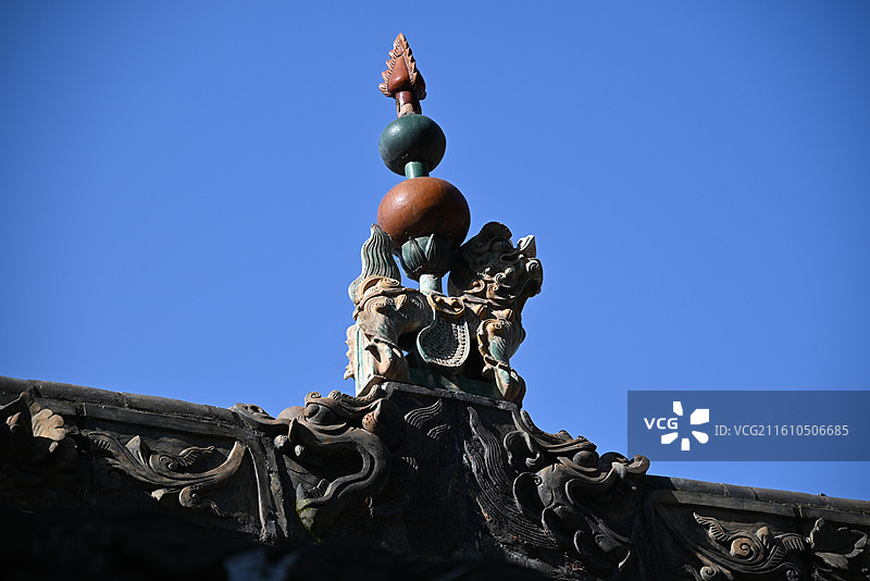 山西晋城玉皇庙中的建筑喜剧及彩塑图片素材