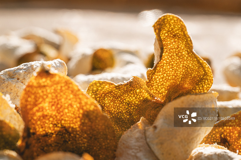 在晒制中的新会陈皮图片素材