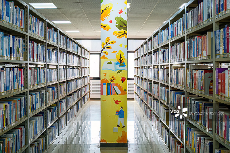 书架：河南省郑州市巩义市郑州商学院图书馆图片素材