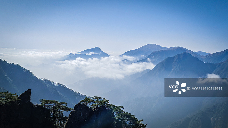 国家4A级景区江西吉安市安福县羊狮慕风景区云海图片素材