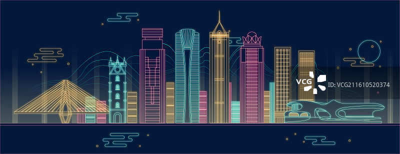 海南海口地标建筑城市天际线矢量天邑国际大厦 海口钟楼 海航国际广场 世纪公园 云洞图书馆 东方广场图片素材