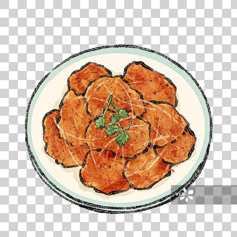 辽宁美食插画-锅包肉图片素材