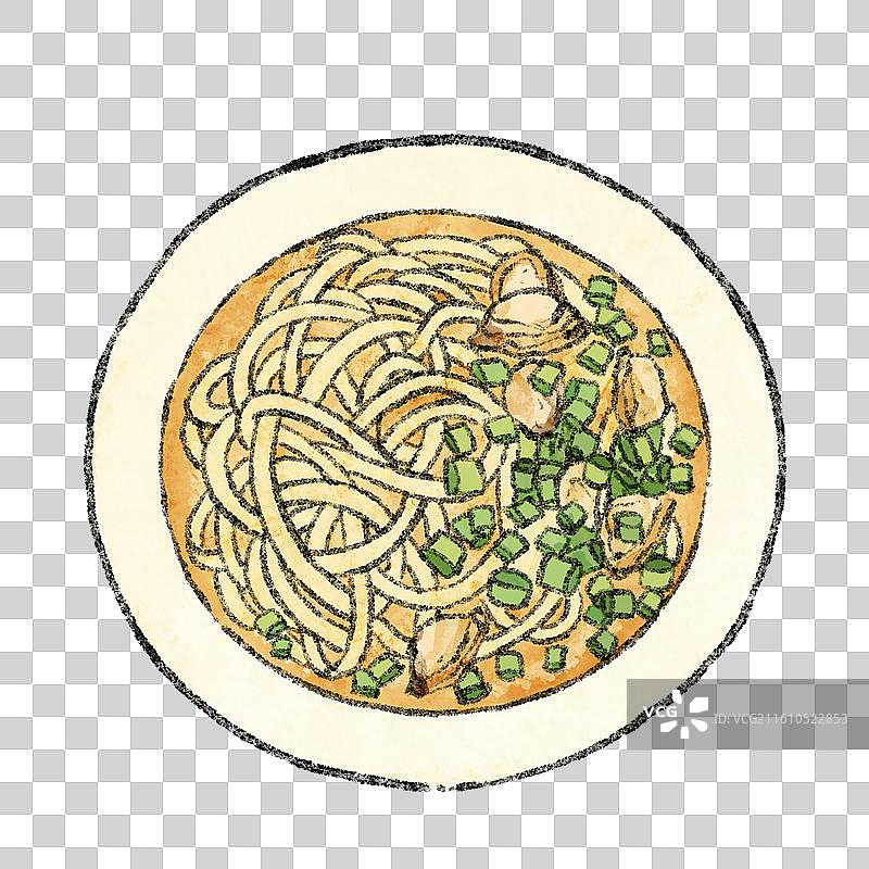 辽宁美食插画-蚬子面图片素材