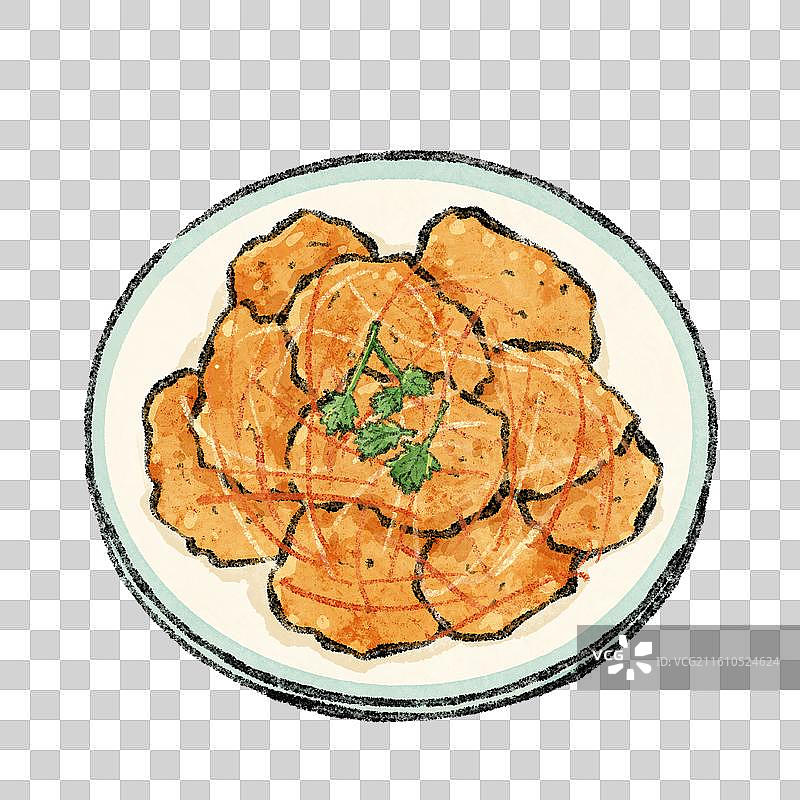 辽宁美食插画-锅包肉图片素材