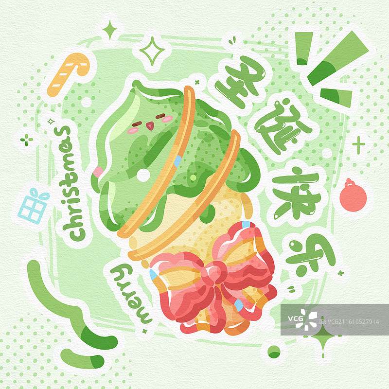 手绘圣诞节甜品雪糕节日Q版插画图片素材