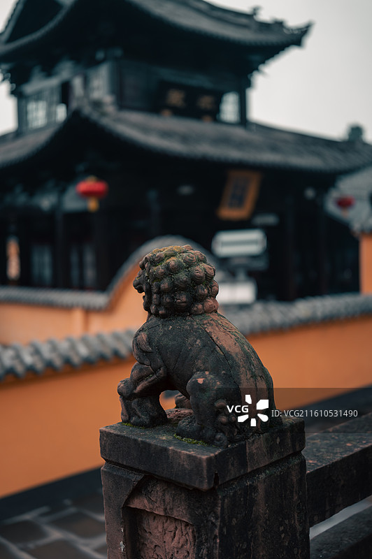 石狮子~四川彭州龙兴寺图片素材