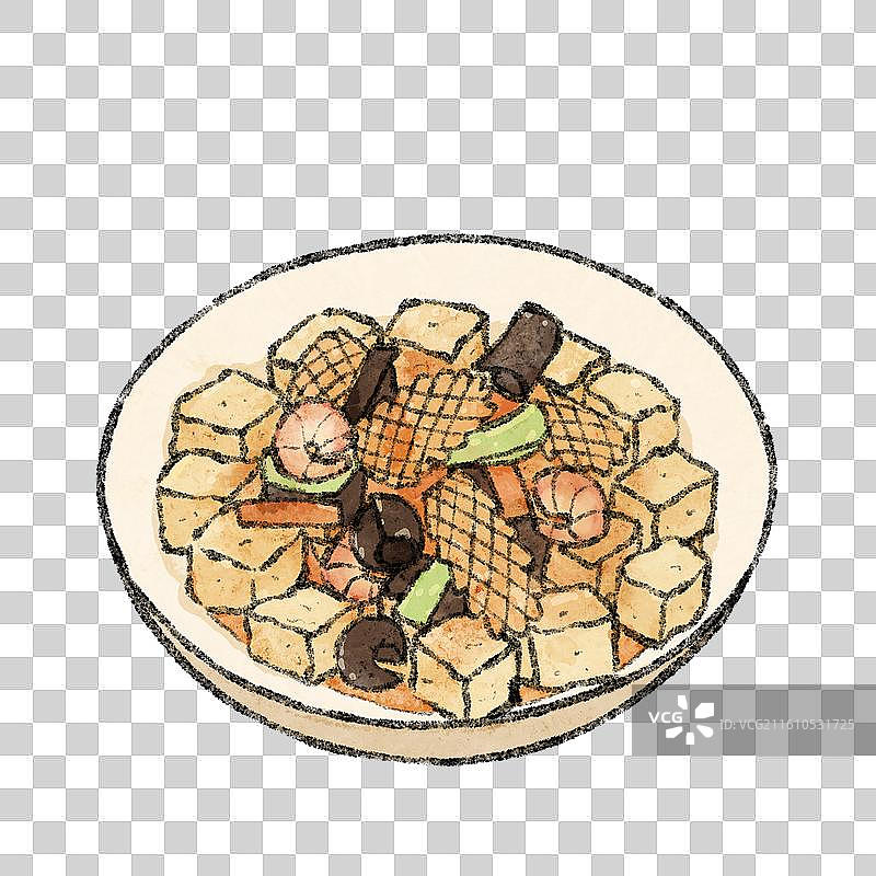 辽宁美食插画-三鲜焖子图片素材