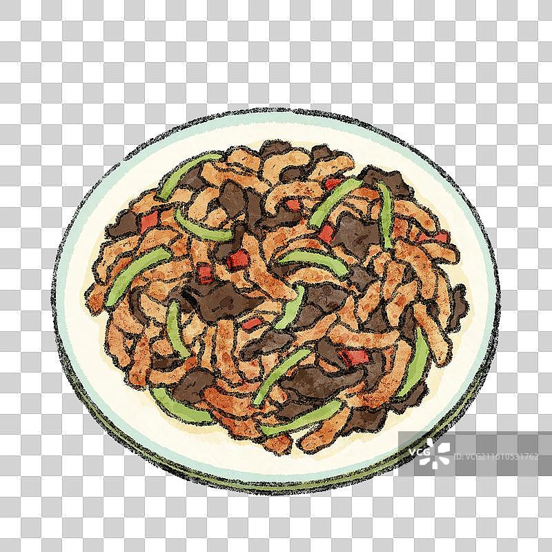辽宁美食插画-鱼香肉丝图片素材