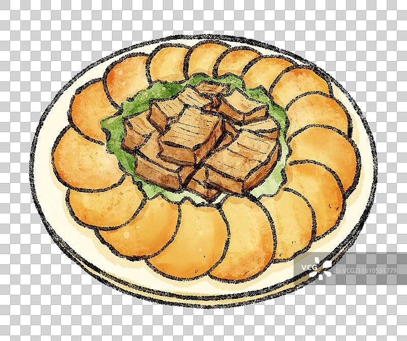 辽宁美食插画-咸鱼饼子图片素材