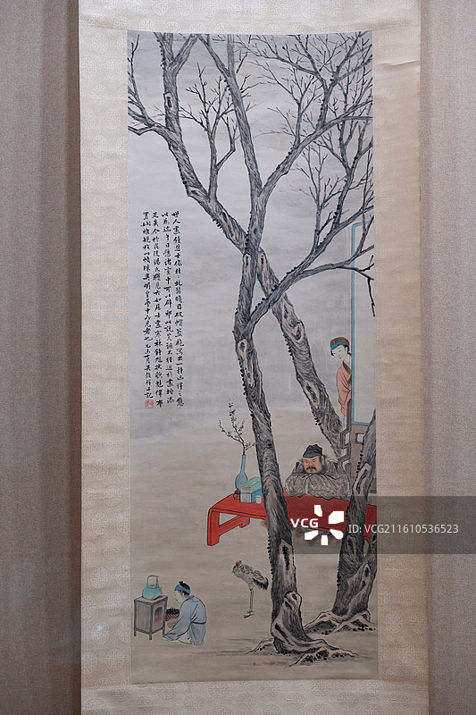 天津博物馆 清代后期人物画特展 清 吴榖祥 钟进士图轴 ‌纸本设色‌ 乙未年（1895）48岁图片素材