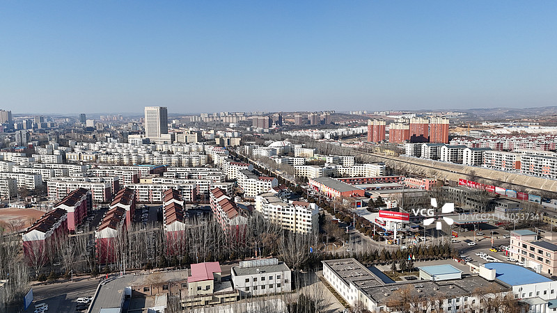 鄂尔多斯准格尔旗千亿县城市航拍图片素材