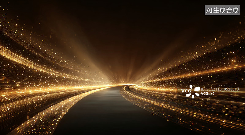 【AI数字艺术】闪耀光芒的抽象道路延伸至远方图片素材