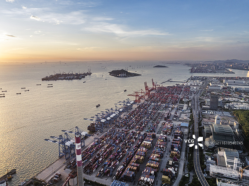 妈湾港大景全景夜景图片素材