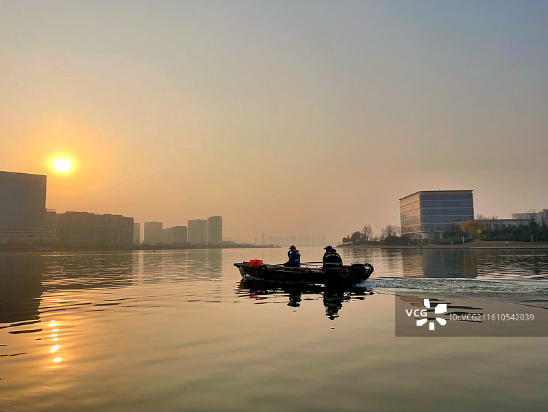 夕阳余晖·郑州金融岛图片素材