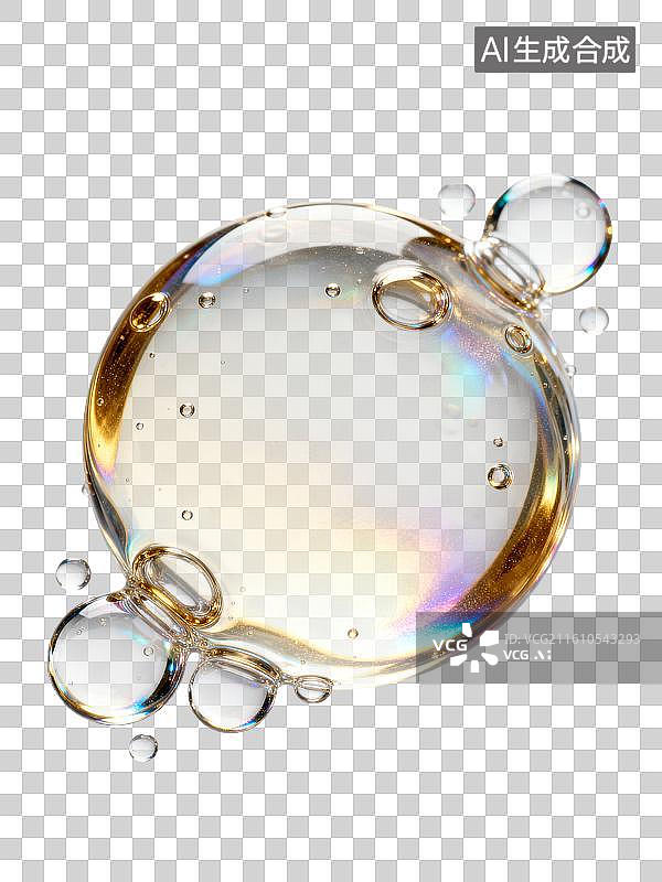 【AI数字艺术】医美金色水珠，透明的水珠图片素材
