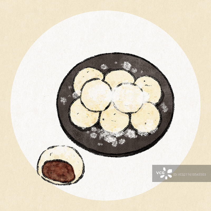 辽宁美食插画-雪绵豆沙图片素材