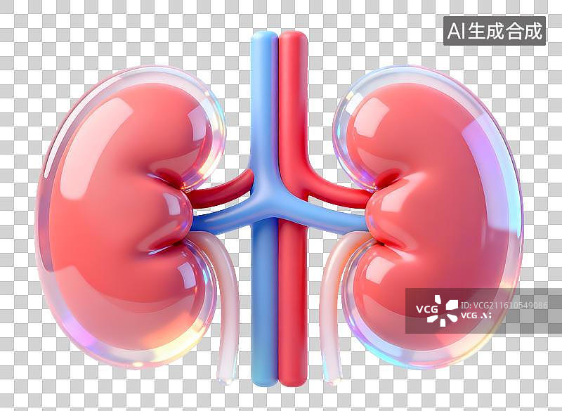 【AI数字艺术】AIGC：3D玻璃材质 果冻风格 人体内脏器官 肾脏 肾图片素材