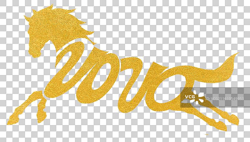 2026年新年新春春节过年过节节日节气元旦马年奔马金箔马图案图形卡通插画图片素材