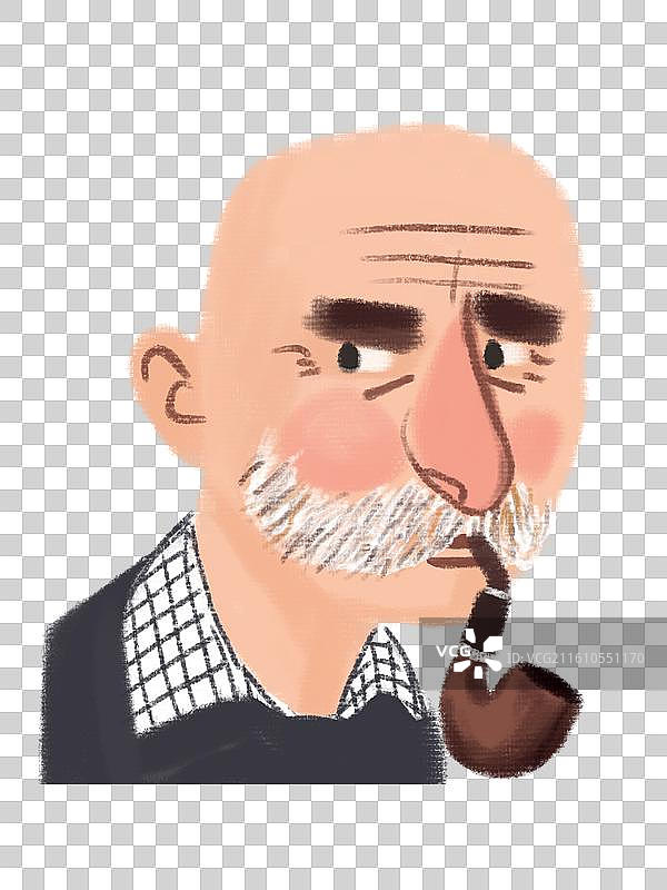 叼烟斗的老头图片素材