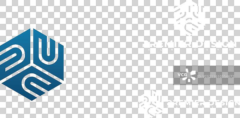 蓝色六边形字母P和D的组合图片素材