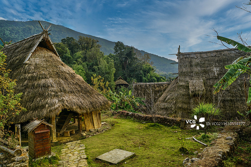 云南佤族翁丁村图片素材