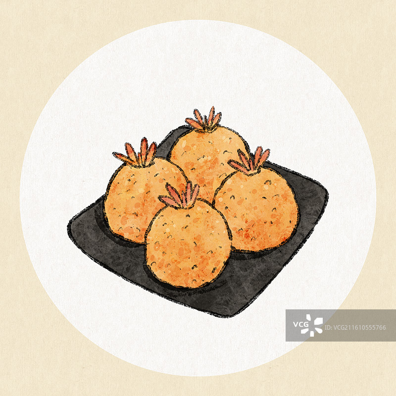 辽宁美食插画-炸虾球图片素材