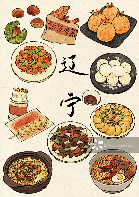 辽宁美食插画图片素材