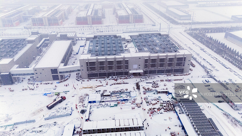 冬季乌兰察布数据中心建设航拍图片素材