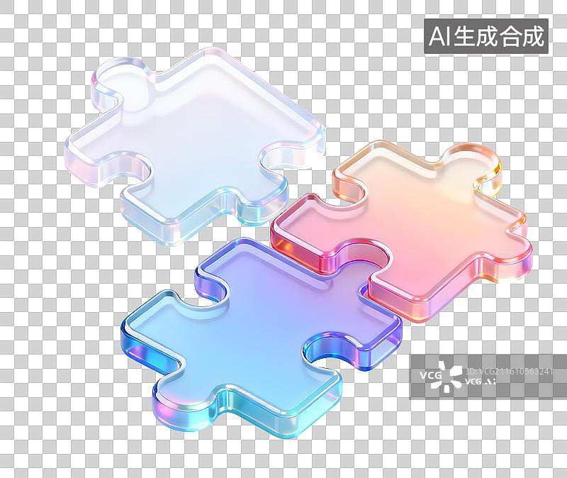 【AI数字艺术】AIGC：3D玻璃材质 果冻风格 拼图 七巧板 迷题游戏 设计元素 免抠图图片素材