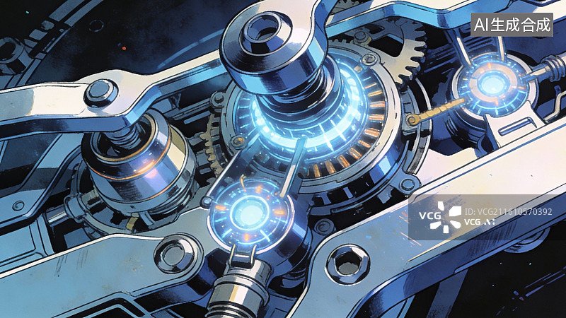 【AI数字艺术】机械装置内部结构特写图片素材