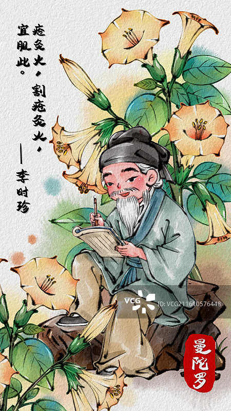 中国古代著名中医-李时珍本草纲目图片素材