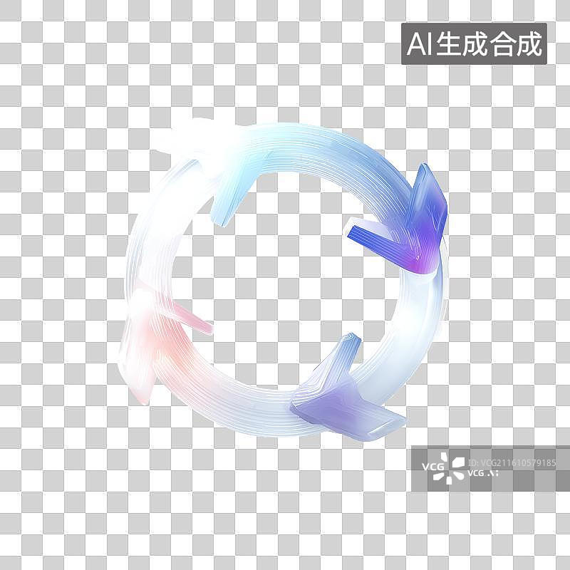 【AI数字艺术】蓝白渐变循环箭头的系统刷新图标图片素材