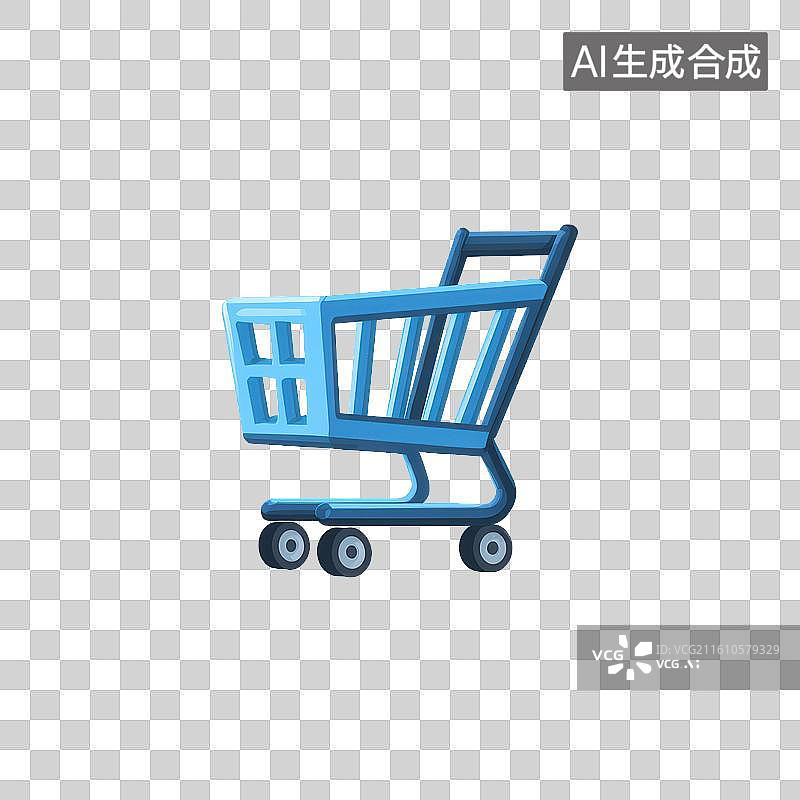 【AI数字艺术】蓝色购物车的电商消费图标图片素材