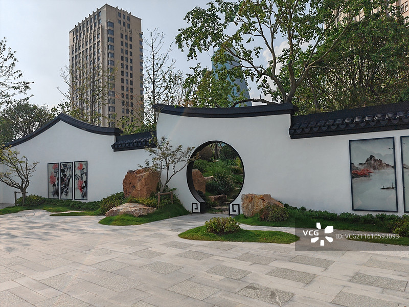 上海市奉贤区奉贤新城，社区公园图片素材