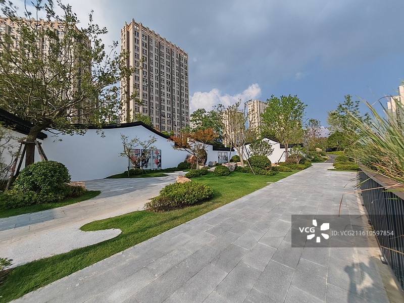 上海市奉贤区奉贤新城，社区公园图片素材