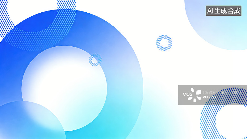 【AI数字艺术】白色背景下蓝色渐变圆环线条纹理简约科技风装饰几何形状抽象背景图片素材